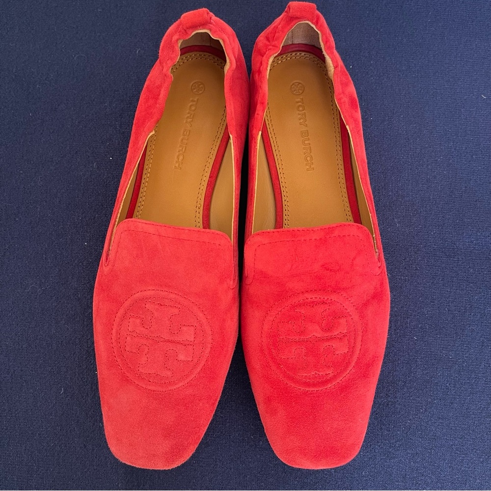 Tory Burch Leigh red suede loafer